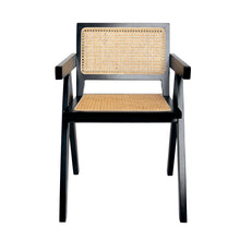 Cargar imagen en el visor de la galería, Silla "K" Respaldo y Asiento en Rattan Negra