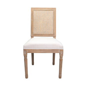 Silla French XV - Respaldo Rattan, Asiento Lino Hueso