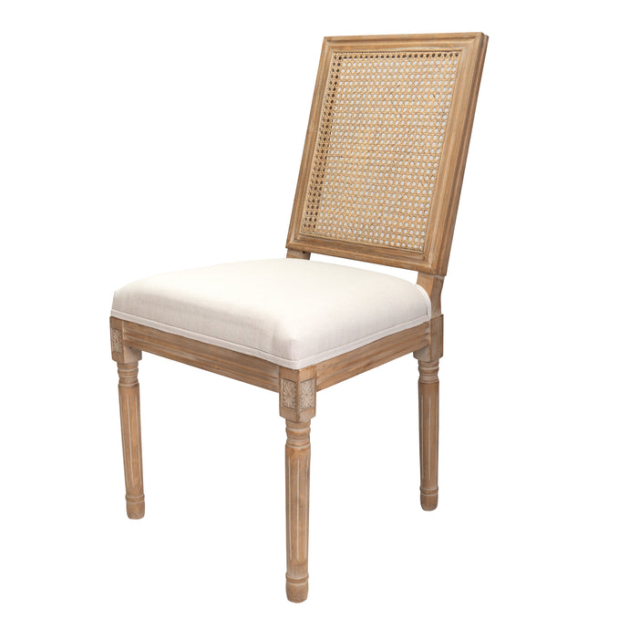 Silla French XV - Respaldo Rattan, Asiento Lino Hueso