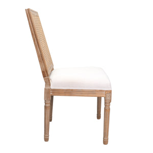Silla French XV - Respaldo Rattan, Asiento Lino Hueso