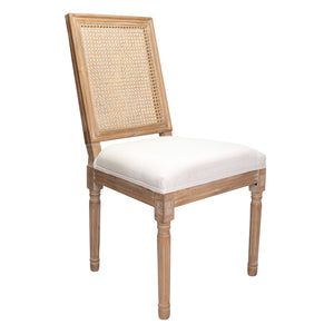 Silla French XV - Respaldo Rattan, Asiento Lino Hueso