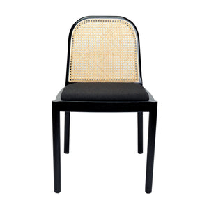 Silla Roe en Rattan Asiento Tela Negra