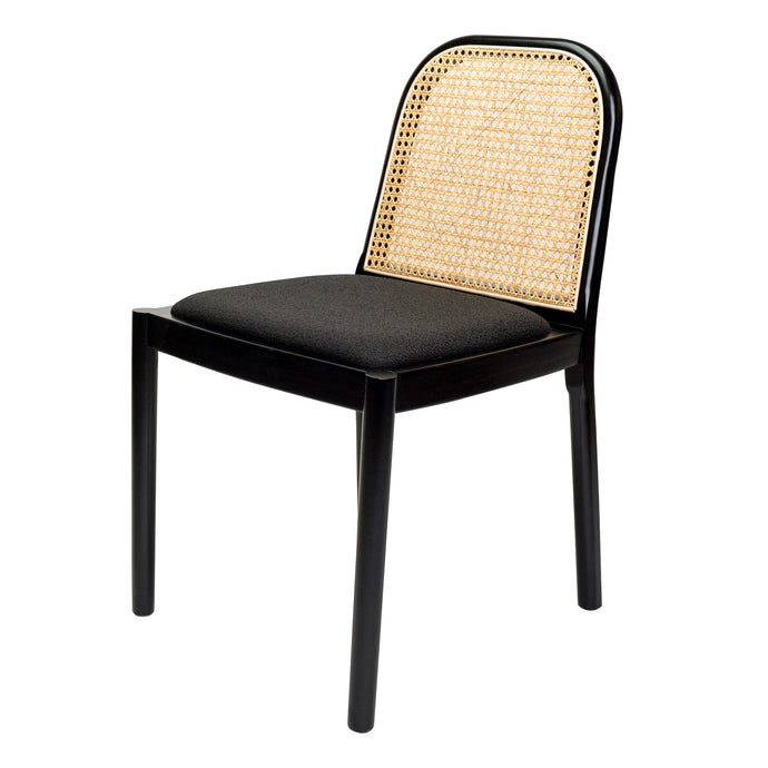 Silla Roe en Rattan Asiento Tela Negra