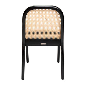 Silla Roe en Rattan Asiento Tela Negra