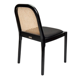 Silla Roe en Rattan Asiento Tela Negra