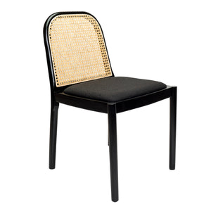 Silla Roe en Rattan Asiento Tela Negra