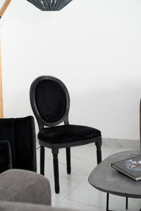 Silla Louis XV- Velvet Madera Negra